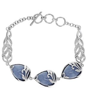 Blue Angelite Sterling Silver Bracelet - NWOT
